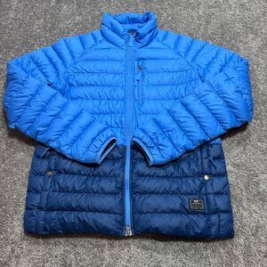 Nike Down Puffer Jacket Mens Medium‎ Navy Royal Blue Two Tone Coat Lightweight